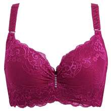 Sujetador sexy de encaje ajustable de talla grande con aros, push-up, estilo fino para mujer. - Rojo - Ver 9