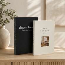 Juego de 2 libros de decoración para el hogar, caja de almacenamiento oculta abierta - libro falso con tapa abatible - caja de almacenamiento de papel, adecuada para mesa de centro, estantería o repisa, para fotos, recuerdos y almacenamiento de control remoto - Negro-beige - Ver 5