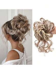 1pc 8 Inch Synthetic Curly Donut Bun Elastic Hair Tie Messy Bun Hair Piece Wig Hair Accessory - Multiple Styles - View 6