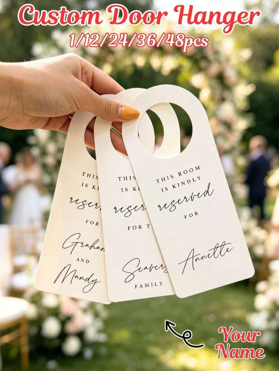 Label Gantungan Pintu dengan Nama Kustom yang Dipersonalisasi, Tanda Gagang Pintu Cetak Kustom, Label Kamar, Hadiah Hotel untuk Pengiring Pengantin, Acara Bridal Shower, Ulang Tahun - MultiWarna - View 1