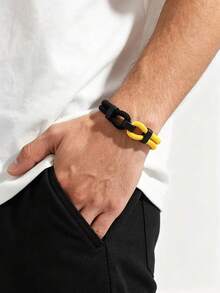 1Pc Two Tone Braided Rope Bracelet, Minimalist Infinity Knot Wristband With Black Easy Hook, Casual Fashion Hand Jewelry Gift For Men Women Daily Wear - 4mm Two-color Bracelet - View 1