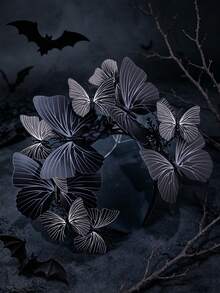 1PC Handmade Black Butterfly Headpiece, Black Feathered Gothic-Style Headpiece, Perfect For Renaissance, Gothic-Themed, And Witch Parties - Multicolor - View 3