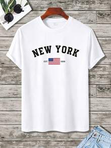 Camiseta casual para hombre con estampado de la bandera estadounidense y letras, para el verano. - estilo2 - Ver 4