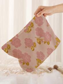 1pc Portable Cosmetic Storage Bag With Floral Pattern Double-Sided Print Travel Zipper Makeup Bag Multi-Functional Toiletries Organizer - Multicolor - View 5