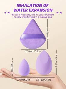 2 Colors Black Purple Beauty Sponge & Triangle Velvet Powder Puff Set Dry Wet Dual Use Makeup Blending Sponge For Foundation Concealer Loose Powder Cosmetic Tools - Purple - View 5