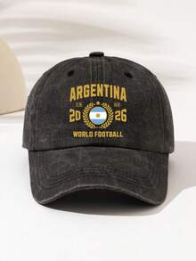 1件時尚簡約水洗棒球帽，印有「ARGENTINA」圖案，四季通用裝飾風格，美式復古運動風，男女通用時尚必備單品，適合送給家人與朋友的禮物 - 水洗帽3 - 查看 16