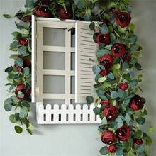 1pc/2pcs Artificial Peony Vine - Suitable For Porch Wall, Holiday Party, Courtyard Garden, Wedding Arch Decoration And Table Centerpiece Decoration - Burgundy - View 2
