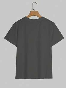 Short-Sleeved T-Shirt With Round Neck And Red Heart Print 9TDB - Dark Grey - View 2