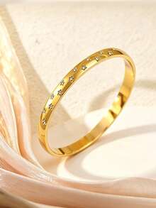 VceTd 1 Set Fashionable Clover Stainless Steel Jewelry Set Suitable For Women's Fashion Commute Or Daily Wear - Yellow Gold - View 10