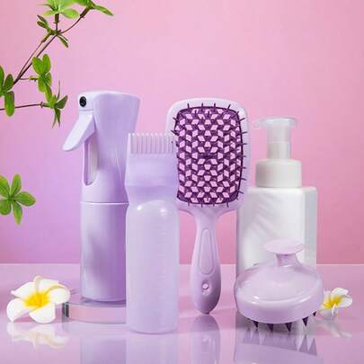 4/1 New Elastic Curly Hair Styling Massage Comb, Dyeing Bottle, Shampoo Comb, S…