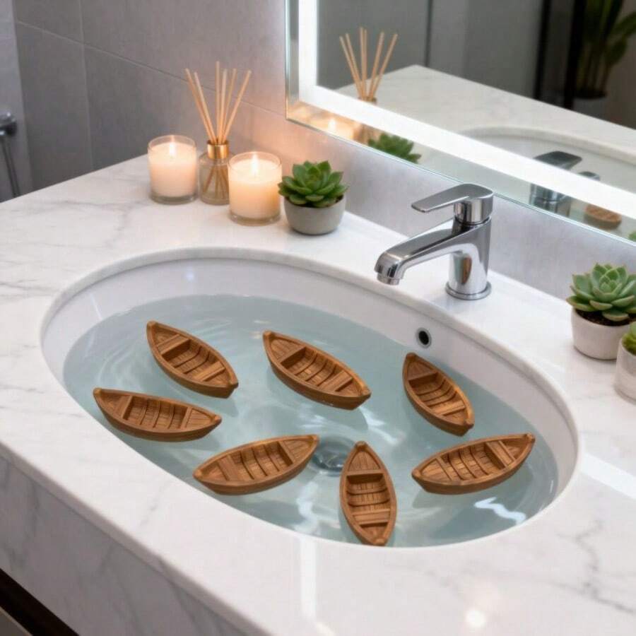(7pc) Mini Resin Boat Figurines / Fish Tank Decor, Desktop Decorative Crafts, Mediterranean Ocean Theme Ornaments, Micro Landscape Premium Accessories, Suitable For Fish Tank / Tea Table - Happy Aquarium - View 1