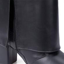 Domidona Women's High-Top Cover Boot With Block Heel And Pointed Toe - Black - View 7