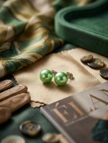 Pendientes de acero inoxidable - Verde - Ver 1