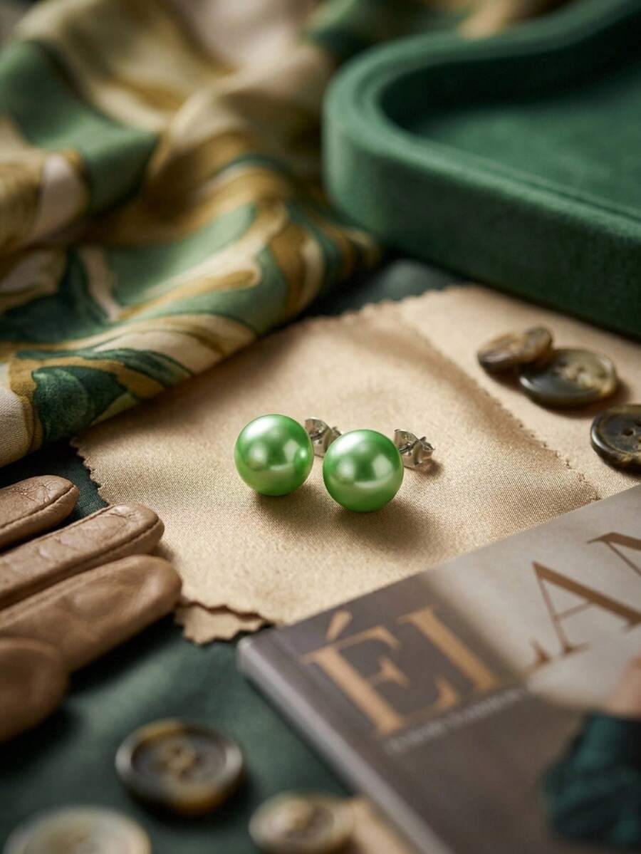 Pendientes de acero inoxidable - Verde - Ver 1