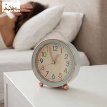 Analog Alarm Clock, Modern Design, Numbers And Colors - Blue - View 5