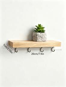 Rural Style Wooden Key Hook | Small Wall Mounted Floating Shelf | Simple Household Storage Rack, Room Decor,Bedroom Decor With Universal Home Decor - View 8