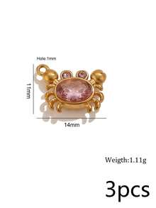 3Pcs 304 Stainless Steel 18K Gold Plated Colorful Rhinestone Marine Life Pendants DIY Handmade Jewelry Accessories/Waterproof And Fade-Resistant - Basket - View 11