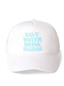 1pc Women's Outdoor Printed SAVE WATER Adjustable Rope Sponge Mesh Cap, Sun Protection Casual Hat For Spring/Autumn Travel, Fashion Versatile Sun Hat For Men And Youth, Y2K Style - Baseball Mesh Cap - View 16