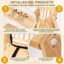 Folding Pine High Chair For Babies With Adjustable Harness - Beige - View 7
