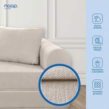 Sofá Cama de Chenilla Teddy |   Diseño Convertible |   Hecho 100% de Espuma |   Comodidad y Versatilidad |   200x100x65 cm (Marfil) - Marfil - Ver 6