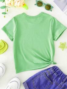 Creative And Sweet T-Shirt For Girls WML With Cartoon Print Of The Number 67 - Green - View 3