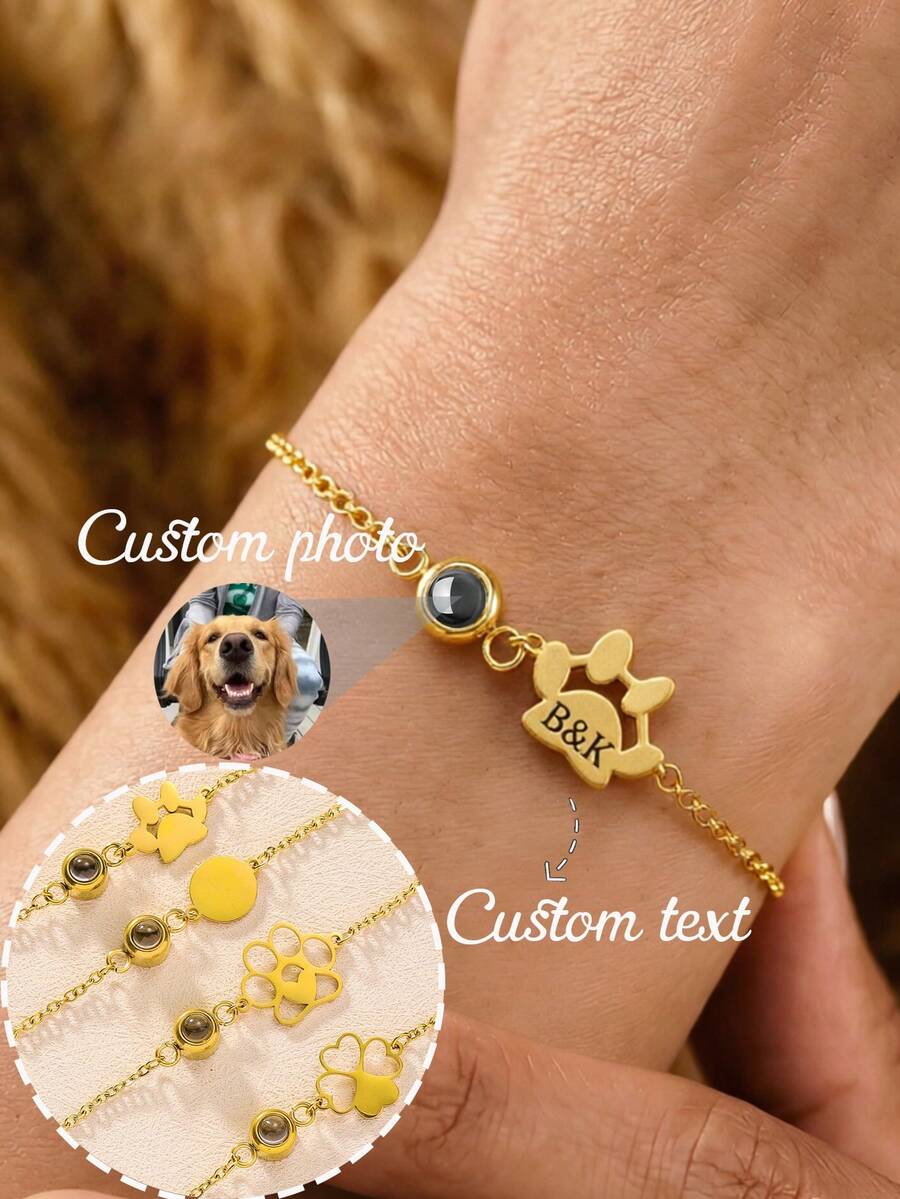 Customized Projection Photo Bracelet, 3:1 NK Chain Bracelet With Photo, Stainless Steel Personalized Photo Projection Memory Bracelet, Best Gift For Christmas And Valentine's Day