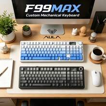 AULA F99 Max Mechanical Keyboard With Smart LCD Display, Tri-Mode 2.4G/Bluetooth/Wired Connection, Hot-Swappable Gasket Structure PBT Keycaps RGB Backlit Gaming Keyboard - View 3