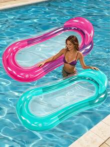 1pc Gradient Mesh Floating Lounge, Gradient Design, With Pillow, PVC Material, Inflatable Hammock, Suitable For Swimming Pool, Beach And Lake, Swimming Pool Party And Beach Party Supplies, Pool Inflatable Raft, Water Resting Seat, Swimming Float, Pool Inflatable Float, Water Inflatable Float, Air Pump Sold Separately - Solid Color Gradient - View 2