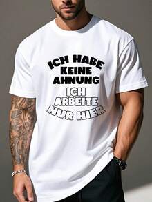 Men's Plus Size T-Shirt With Funny German Humor And Wrinkled Effect, PLUS SIZE - White - View 1