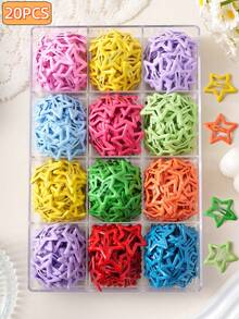 20pcs/50pcs/80pcs Y2K Macaron Five-Pointed Star Hair Clips, Colorful Bangs Star BB Clips For Thick Hair - Multicolor - View 12