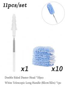 Double-Sided Electrostatic Dusting Duster, Multifunctional 360° Double-Sided Extendable Cleaning Feather Duster, Double-Sided Dusting Pads And Handle - 360° Dusting Function, Suitable For Home, Car, Office, Party And Daily Use Multi-Surface Cleaning Dusting Paper - Multiple Styles - View 12