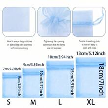 50pcs Organza Gift Bags, Jewelry Bags, Small Mesh Drawstring Bags, Wedding Favor Bags, Bracelet Bags, Transparent Packaging Bags For Jewelry And Small Gifts - Light Blue - View 4