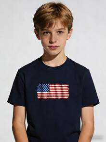 Vintage American Flag Pattern With Distressed Effect, Illustration Of The Patriotic American Flag, Flag Material With Distressed Effect, High Sublimation Design - 灰色 - 查看 1