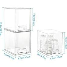 Vtopmart Stackable Storage Drawers, Acrylic Organizer With 24 Non-Slip Mats, Bathroom Organizer For Changing Table, Bathroom (5 Pack: Wide + Tall + Small) - 4-pack-height - View 2
