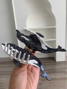1 pezzo Fermaglio per capelli in acetato personalizzato premium serie oceano simulato a forma di balena, elegante fermaglio per chignon da bagno per la parte posteriore della testa, fermaglio di grandi dimensioni per capelli spessi, fermaglio per capelli a forma di animale per coda di cavallo alta e semi-raccolta, adatto per uscite, sport, shopping, feste, raduni, vacanze al mare, campeggio, esibizioni, tè pomeridiano, accessorio per capelli divertente per travestimenti, San Valentino, ritorno a scuola, carnevale, compleanno, regalo creativo per le vacanze - Multicolore - Visualizzare 5