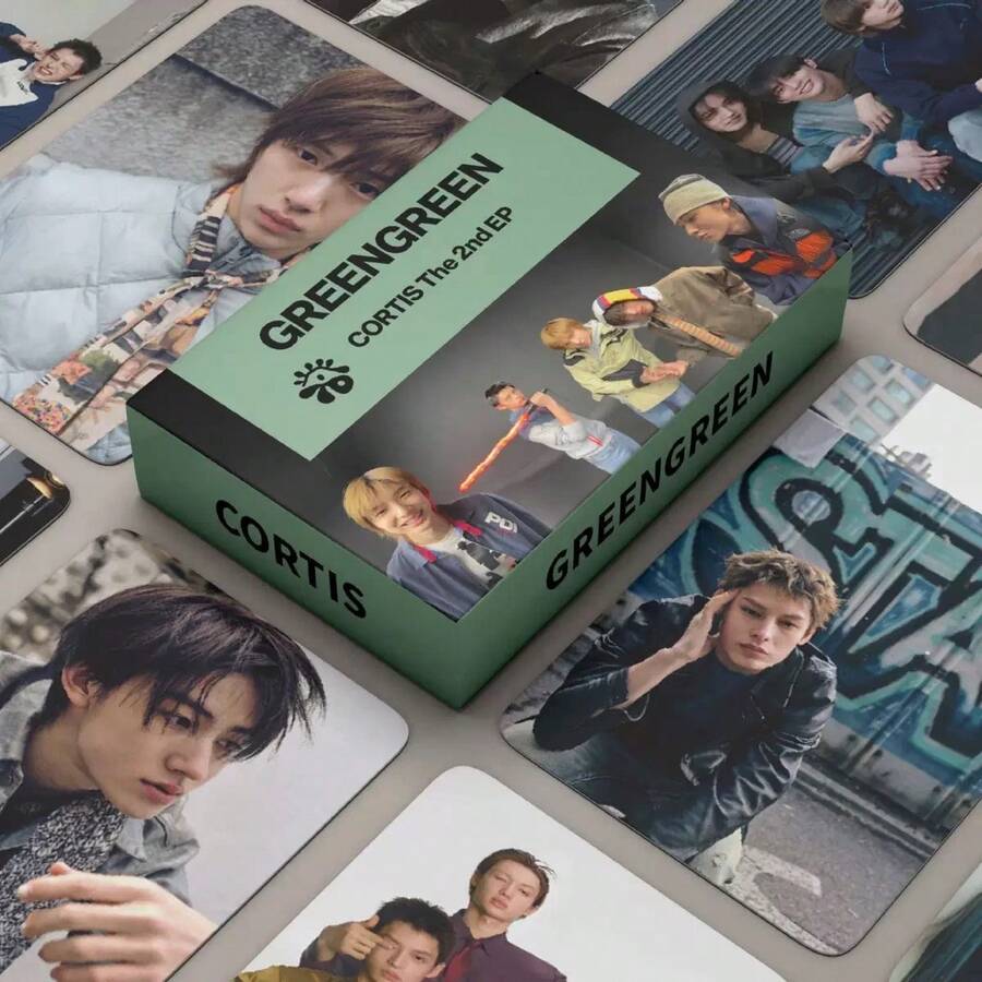 55pcs CORTI/S "GREEN GREEN" 2nd EP Album Photo Cards, KEONHO JUHOON Double-Sided Laminated High-Definition LOMO Cards, Idol Fan Collection Cards, Scrapbook Decoration, Commemorative Support Gift Set - Multicolor - View 1