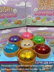 1pc Style Stress Relief Toy, Highly Attractive Soft Silicone Squeeze Dumpling Slow Rebound Squishy, Glitter Dumpling Squishy With Box 7 Colors Dumpling Squeeze Toy, Soft Touch Slow Rebound, Relaxing Toy Squeeze Without Deformation, Suitable For Classroom Rewards, Party Gifts, Birthday Gifts, Holiday Gifts - Multicolor - View 7