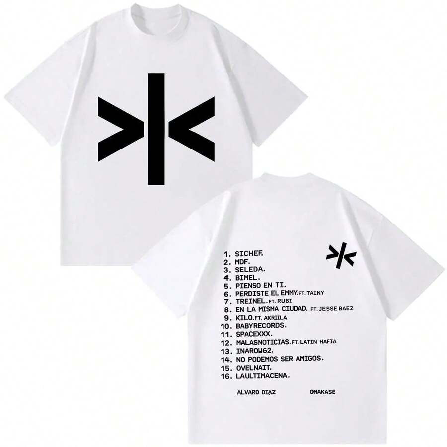 Camisetas con Estampado del Álbum Omakase de Alvaro Diaz, Gira 2026, Camisetas Hip-Hop para Hombre y Mujer, Camisetas de Verano de Algodón, Holgadas, Casuales, de Moda, Regalos para Fans - Blanco - Ver 1