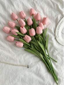 1/3/6pcs Realistic Artificial Tulip Flowers Home Decor INS Style Living Room Bedroom Decoration Fake Flowers Suitable For Home Decor, Wedding Decor, Holiday Decor - Candy Powder - View 1