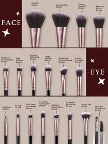 22/6pcs Dual-Color Coffee & Black Makeup Brush Set, Rose Gold Handle, With Triangle Velvet Powder Puff, Makeup Sponge, Eyelash Curler, Silicone Brush Cleaning Bowl, Dry & Wet Use Makeup Tools, Suitable For Foundation, Blush, Eyeshadow, Concealer, Setting Powder - Black - View 4