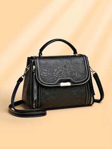 Bolso de mano de gran capacidad y diseño elegante para mujeres de mediana edad - Negro - Ver 1