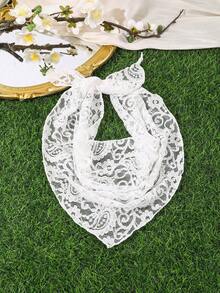 1pc/2pcs Bohemian Vacation Style Solid Color Paisley Floral Lace Triangle Scarf - Multicolor - View 4