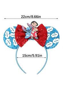 Disney, 1pc Cute Stitch And Girl Bow Headband, Cartoon Mickey Mouse Ear Bow Headband, Shiny Party Essential, Perfect Accessory For Theme Park Visits. Great For School Parties, Costume Parties, Cosplay And Theme Park Visits, Also An Excellent Gift For Couples, Princess Cosplay Enthusiasts, Birthday Celebrations And Christmas Parties. (Hair Accessories, Hair Bands, Headbands, Women's Headbands) - Multicolor - View 2