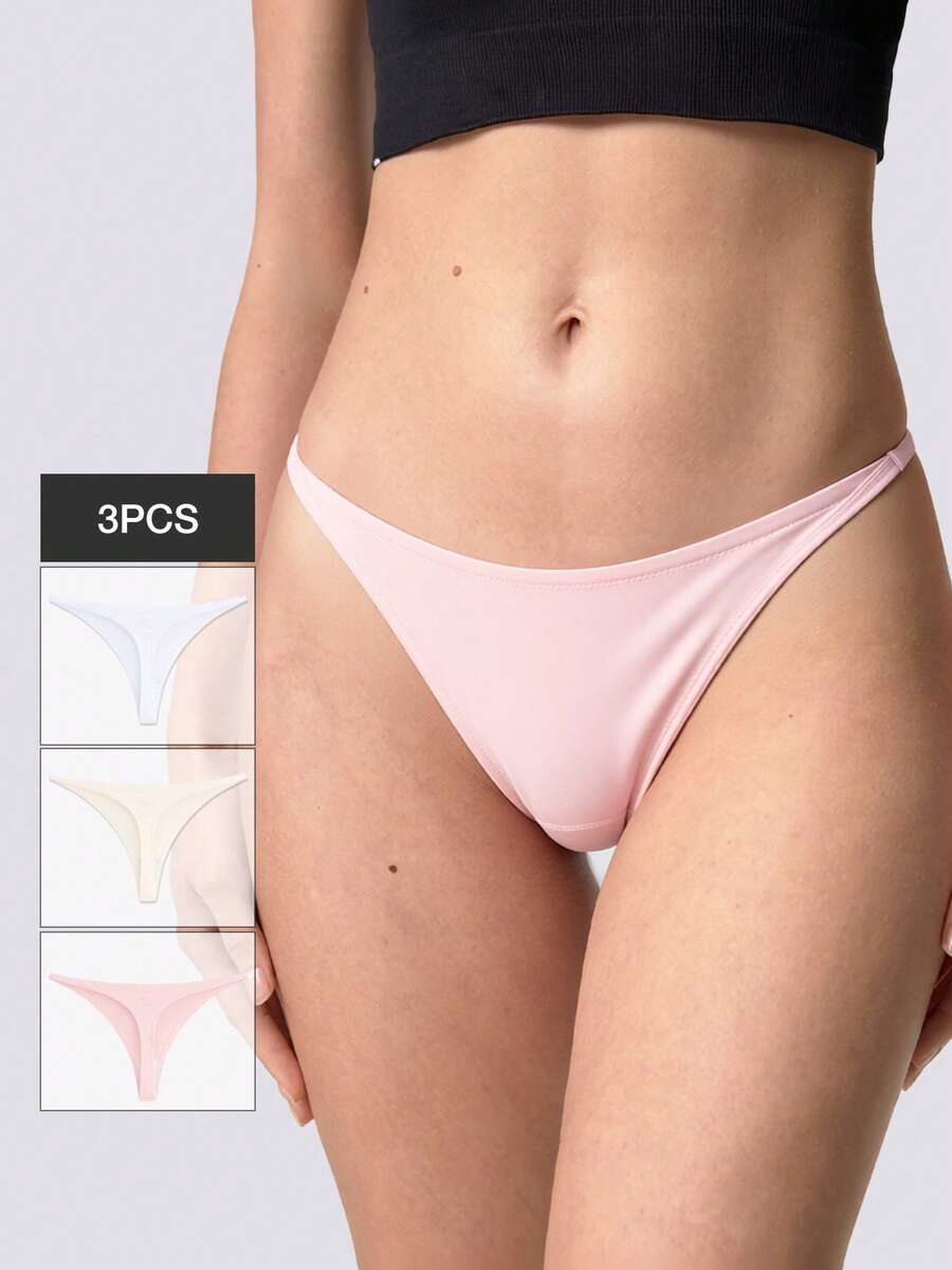 Loungeista 3pcs/Pack Women Seamless G-String Panties, Sexy & Comfortable Invisible, Fashion Skin-Friendly Lightweight Set, Suitable For Sports & Fitness - Multicolor - View 1