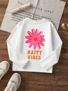 3pcs Young Girl Casual Graphic Long Sleeve Tee, Lobster Flower Sun Print Crew Neck Soft Breathable Basic Tops For Spring Fall - Multicolor - View 3