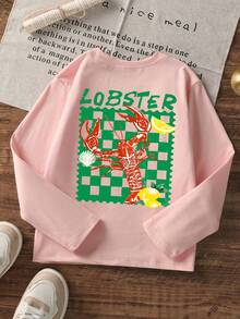 3pcs Young Girl Casual Graphic Long Sleeve Tee, Lobster Flower Sun Print Crew Neck Soft Breathable Basic Tops For Spring Fall - Multicolor - View 5