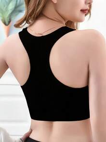 Seamless, Wire-Free Casual Sports Bra With Ruching And A Pretty Back, Shock-Absorbing, Ideal For Running, Yoga, Fitness And Everyday Wear. - Black - View 2