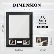 Jersey Frame, T Shirt Frame, Jersey Frame With Picture Slots, Jersey Display, Photo Display, For Soccer, Football, Basketball, Baseball 1 Pack - Black - View 3