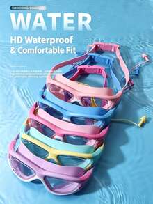 Large Frame Swim Goggles, Anti-Fog Silicone Swim Goggles With Earplugs Beach Essential, Beach Accessories, Pool Buoy - 藍色1件 - 查看 6
