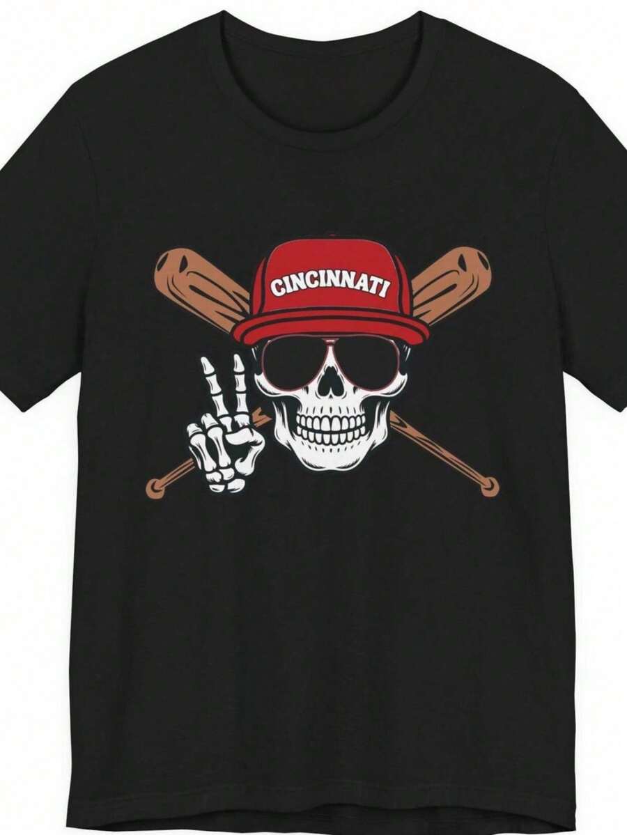 May Include T-Shirt With A Skull Wearing A Red Hat With CIN (2) - Black - View 1